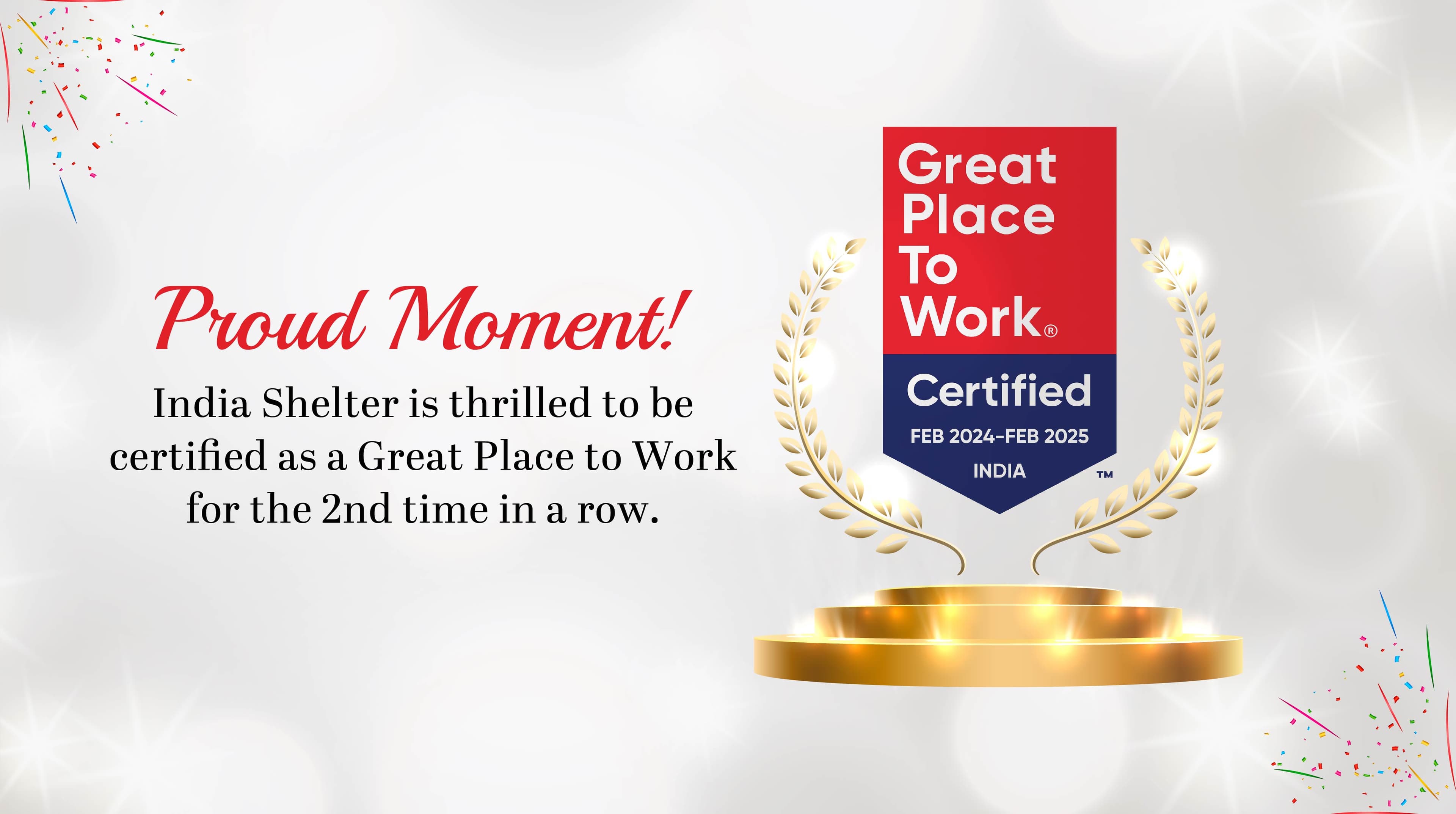 Greate Place To Work Certificate